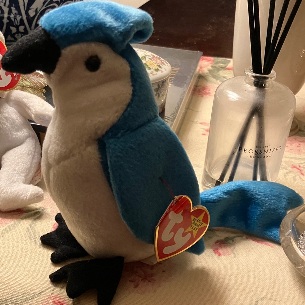 Ty Blue and White Plush Bird Toy